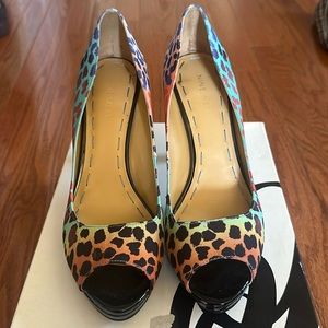 Nine West multi colored animal print pumps
